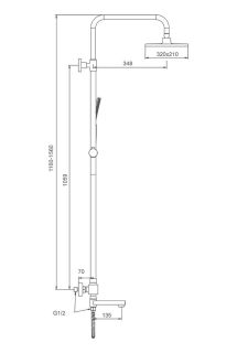 Душевая стойка Splenka S224.26.03 с термостатом золотой сатин